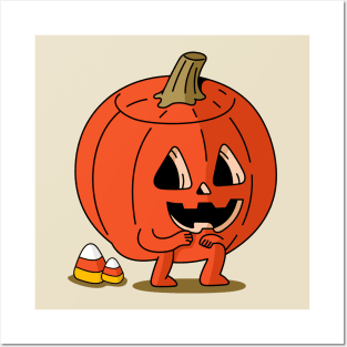 Retro pumpkin and candy Posters and Art